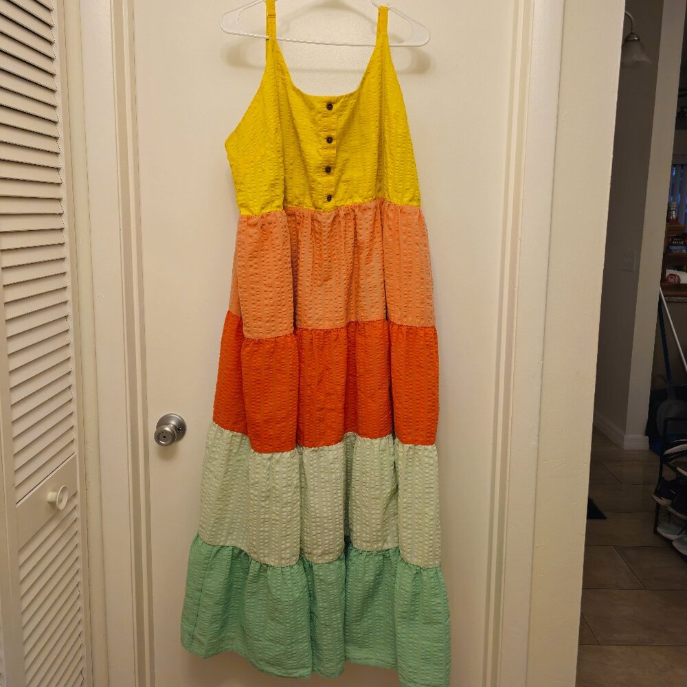 Torrid Maxi Seersucker Tiered Dress